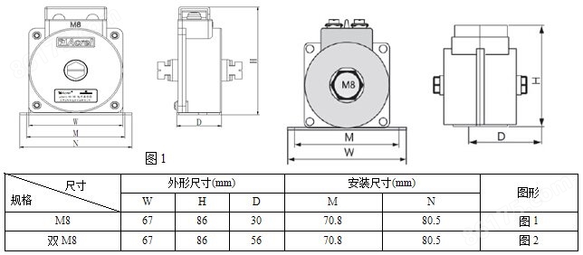 安科瑞AKH-0.66/M8 100/5A型电流互感器 低压抽屉柜示例图2